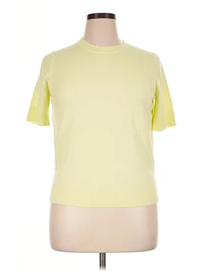 Pre-owned Free Assembly Short Sleeve Top Yellow Mock Neckline Tops