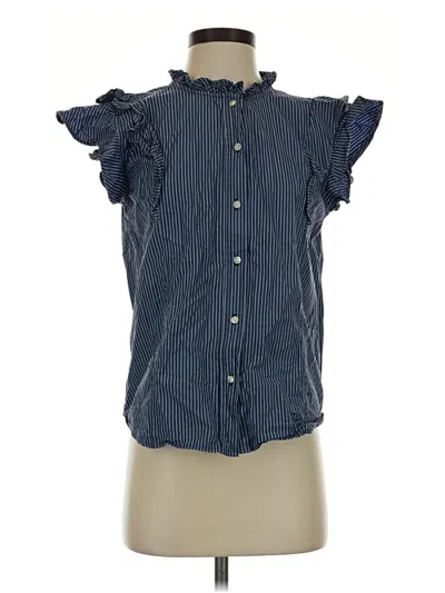 Pre-owned Free Assembly Sleeveless Button Down Shirt In Blue
