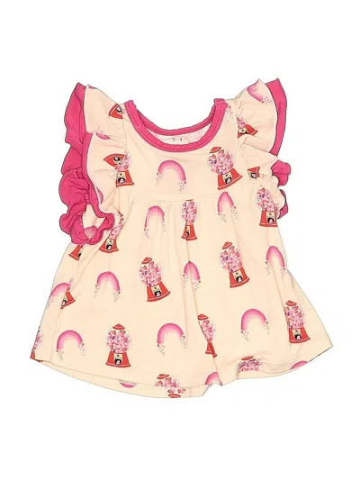 Pre-owned Free Birdees Babies' Sleeveless Top Pink Ruffles Neckline Tops