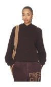 Free City Basicgoodness Fluff Hoodie In Chocolate Rabbit