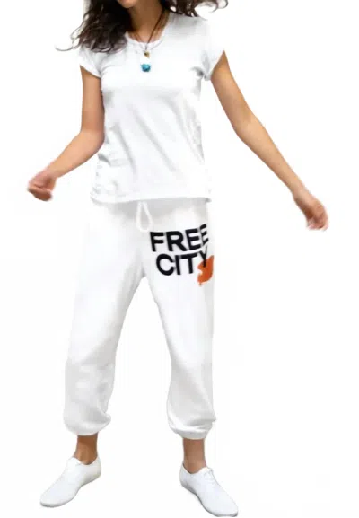 Free City Cotton Sweatpant In Chalk Orange (chord) In White