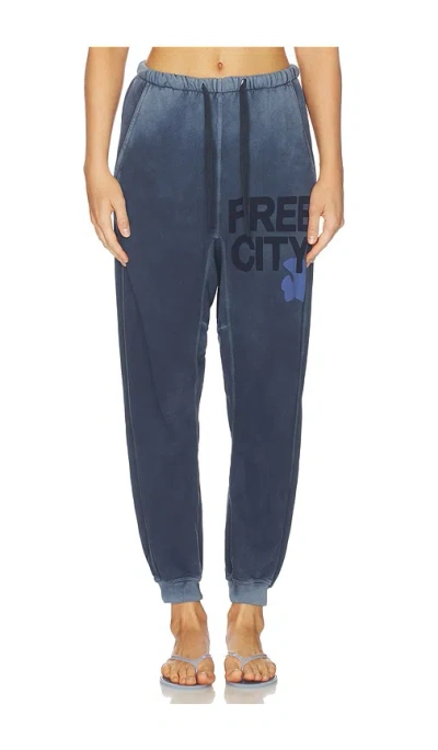 Free City Large Sunfades Pocket Sweatpant In Blue