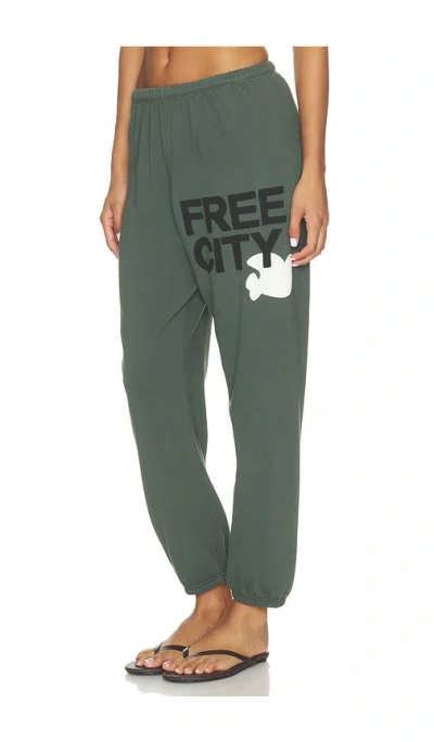 Free City Large Sweatpant In Surplus Green & Cream