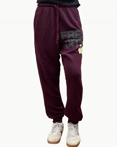 Free City Superfluff Pocket Lux Sweatpants In Eggplant In Burgundy