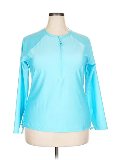 Pre-owned Free Country 3/4 Sleeve T-shirt In Blue