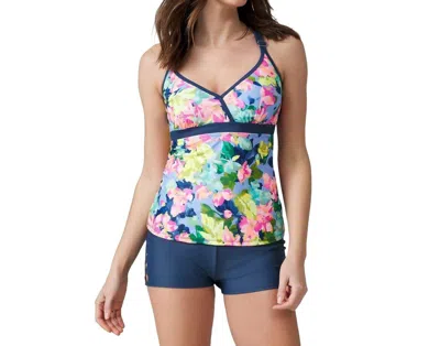 Free Country Blooms Macrame Back Tankini Top In Wisteria In Blue