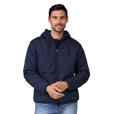 Free Country Men's Atlas Hooded Quilted Reversible Sherpa Jacket In Blue