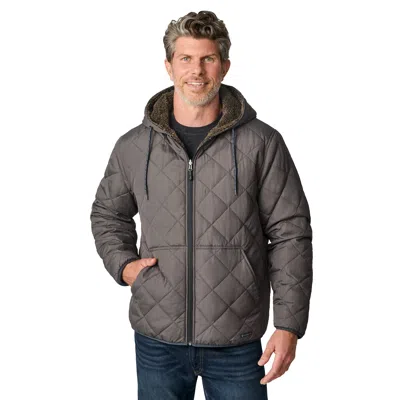 Free Country Men's Atlas Hooded Quilted Reversible Sherpa Jacket In Gray