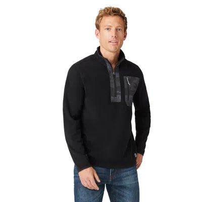 Free Country Men's Freecycle Super Soft Microfleece 1/2 Zip Mock Neck Shirt In Black