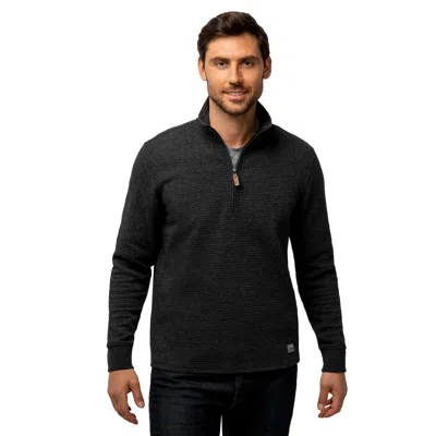 Free Country Men's Glenclyffe Waffle 1/4 Zip Mock Neck Shirt In Black