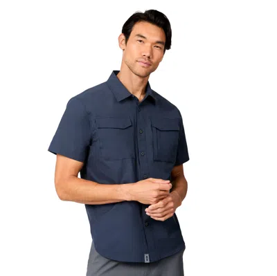 Free Country Men's Sedona Rip-stop Short Sleeve Explorer Shirt In Blue