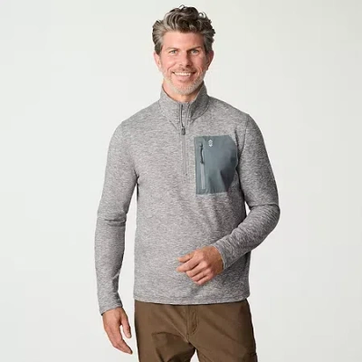 Free Country Mens High Neck Long Sleeve Active Quarter-zip Pullover In Gray
