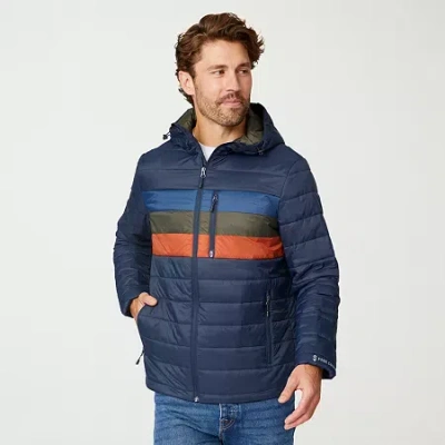 Free Country Mens Hooded Midweight Puffer Jacket In Blue