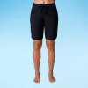 Free Country Paradise Womens Drawstring Waist Bermuda Board Shorts In Black