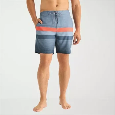 Free Country Seabreeze Stripe Mens Striped Swim Trunks In Blue