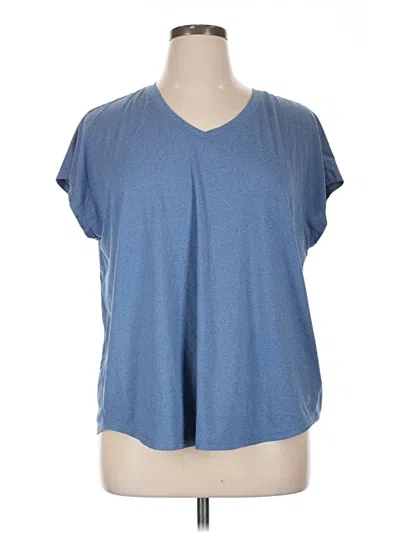 Pre-owned Free Country Short Sleeve Top Blue V-neck Tops