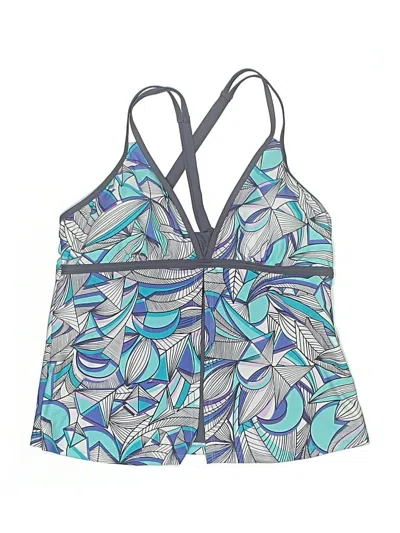Free Country Swimsuit Top Blue Print Pattern Swimwear
