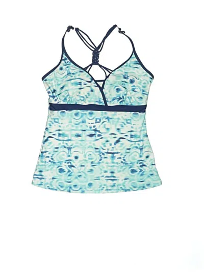Pre-owned Free Country Swimsuit Top Blue Print Pattern Swimwear