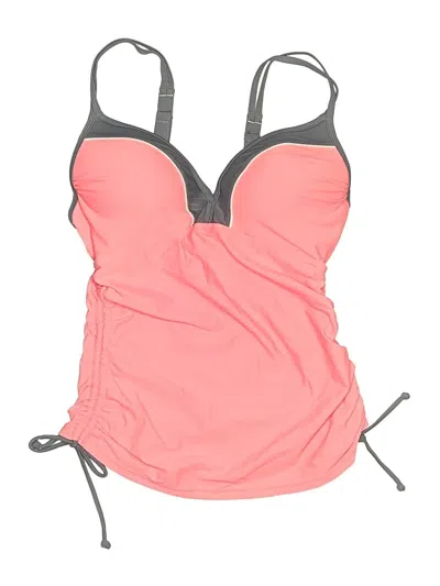 Pre-owned Free Country Swimsuit Top Pink Color Block Pattern Swimwear
