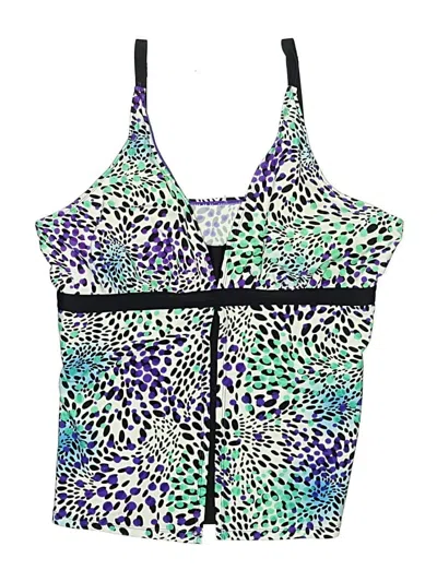 Pre-owned Free Country Swimsuit Top Purple Animal Print Pattern Swimwear
