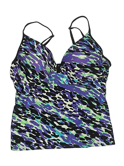 Pre-owned Free Country Swimsuit Top Purple Print Pattern Swimwear