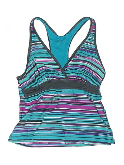 Pre-owned Free Country Swimsuit Top Teal Swimwear In Blue