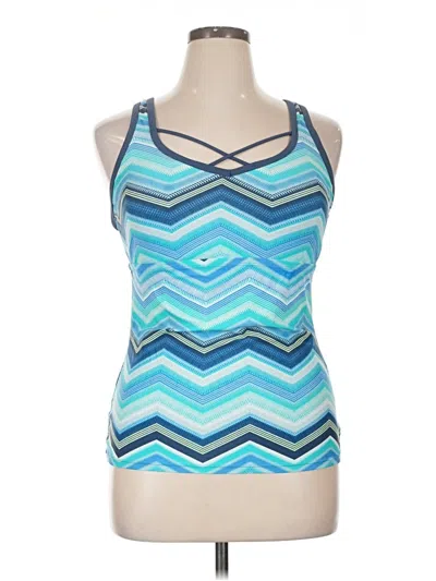 Pre-owned Free Country Tank Top Blue Halter Neckline Tops