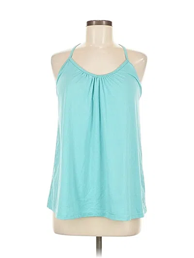 Pre-owned Free Country Tank Top Teal Halter Neckline Tops In Blue