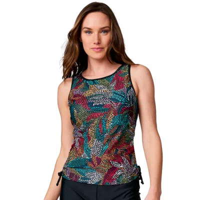 Free Country Women's Full Side Shirring Tankini Top In Multi
