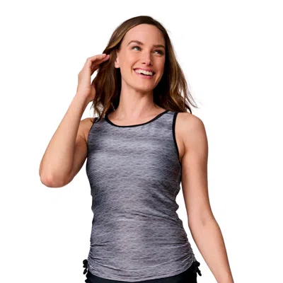 Free Country Women's Full Side Shirring Tankini Top In Multi