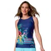 Free Country Women's High Neck Tankini Top In Multi