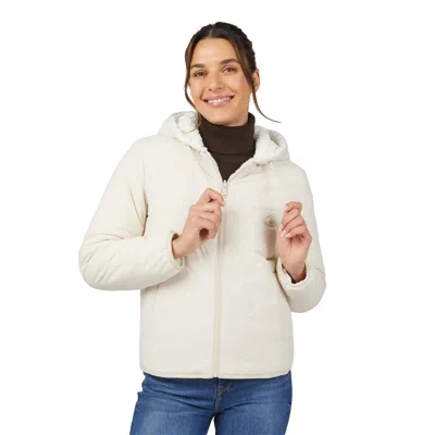 Free Country Women's Hooded Cirrus Quilted Reversible Jacket In White