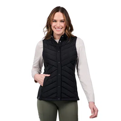 Free Country Women's Hybrid Button Front Vest In Black
