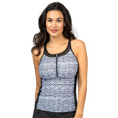 Free Country Women's Mesh Zip-up Tankini Top In Multi