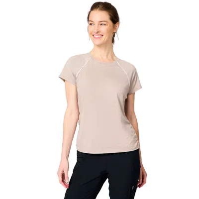 Free Country Women's Microtech Chill B Cool Shirred Crew Top In Neutral