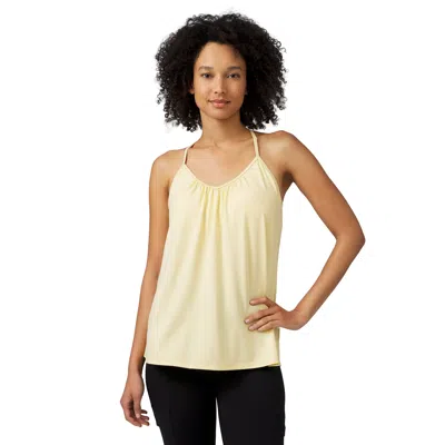 Free Country Women's Microtech Chill B Cool V-neck Built-in Bra Cami Top In Yellow