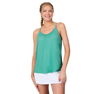 Free Country Women's Microtech Chill B Cool V-neck Cami Top With Built-in Bra In Green
