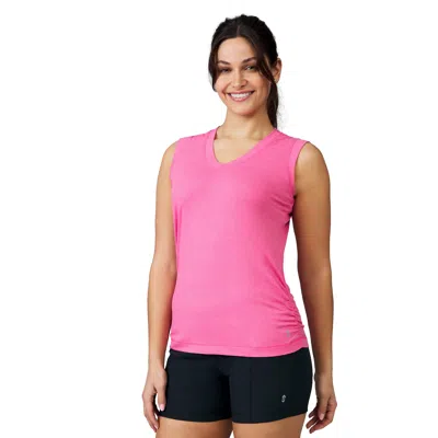 Free Country Women's Microtech Chill V-neck Tank Top In Pink