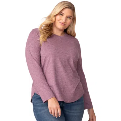 Free Country Women's Plus Size Cloud Knit All Day Crew Neck Top In Purple