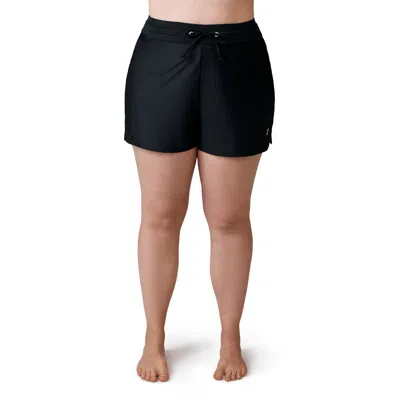 Free Country Women's Plus Size Drawstring Swim Short In Black