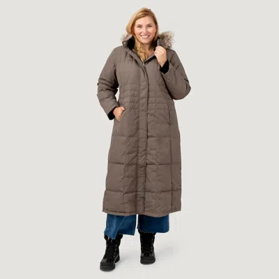 Free Country Women's Plus Size Full Length Splendor Down Jacket In Brown