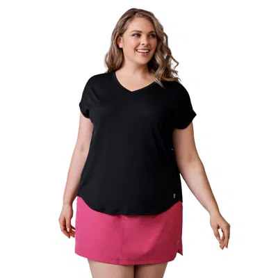 Free Country Women's Plus Size Microtech Chill B Cool Tee In Black