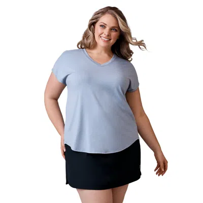 Free Country Women's Plus Size Microtech Chill B Cool Tee In Blue
