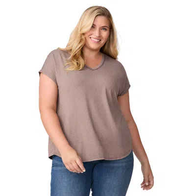Free Country Women's Plus Size Microtech Chill B Cool Tee In Brown