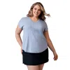 Free Country Women's Plus Size Microtech Chill B Cool Tee In Blue