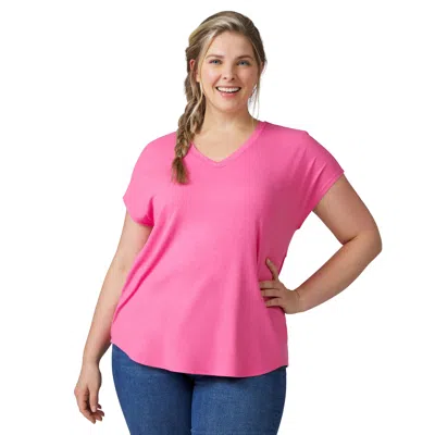Free Country Women's Plus Size Microtech Chill B Cool Tee In Pink