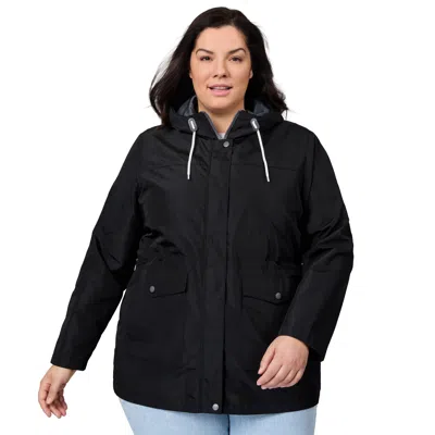 Free Country Women's Plus Size Rain Away Anorak Rain Jacket In Black