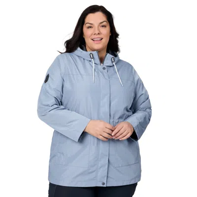 Free Country Women's Plus Size Rain Away Anorak Rain Jacket In Blue