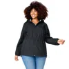 Free Country Women's Plus Size X2o Packable Rain Jacket In Black