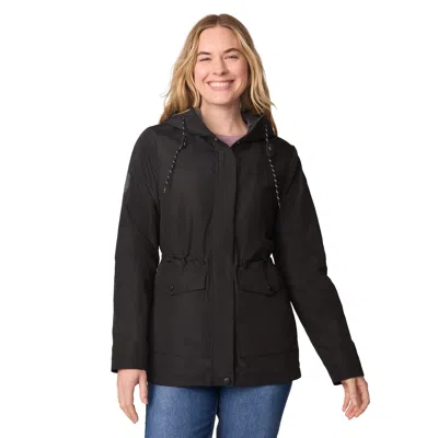 Free Country Women's Rain Away Lined Anorak Rain Jacket In Black